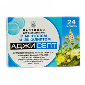 Аджисепт евкаліпт-ментол таблетки для розсмоктування 24 шт.