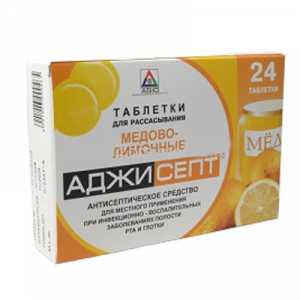 Аджисепт мед-лимон таблетки для розсмоктування 24 шт.