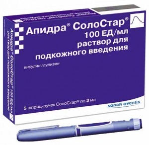 Апидра СолоСтар 100МЕ/мл розчин для ін'єкцій 3мл №5 шприц-ручка