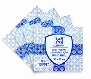 Асептика салфетка спиртовая для инъекций 30х60мм 20шт