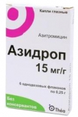 Азидроп 15мг/г капли глазные 0,25г №6 флаконы