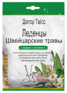 Доктор Тайсс льодяники швейцарські трави з медом 50г