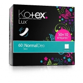 Котекс прокладки ежедневные lux normal deo 60шт